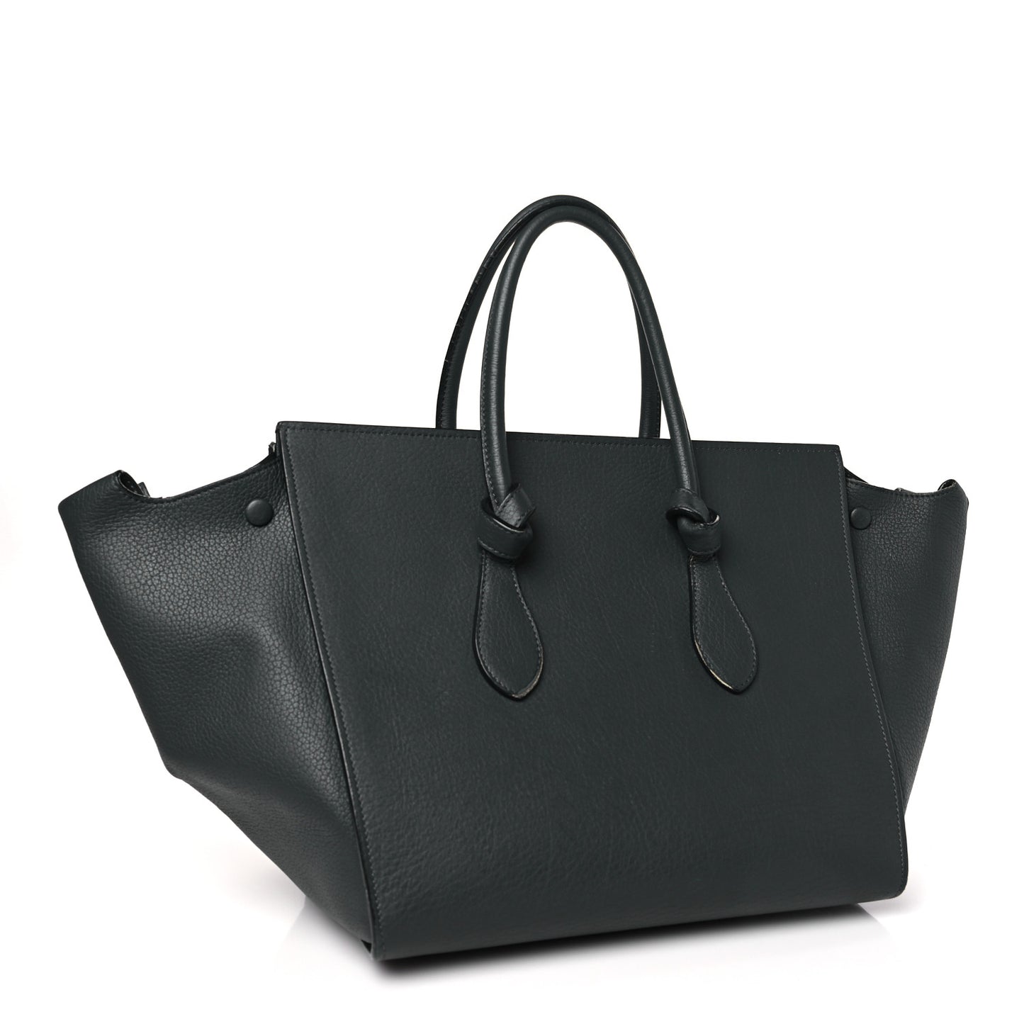 Grained Calfskin Small Tie Knot Tote Anthracite