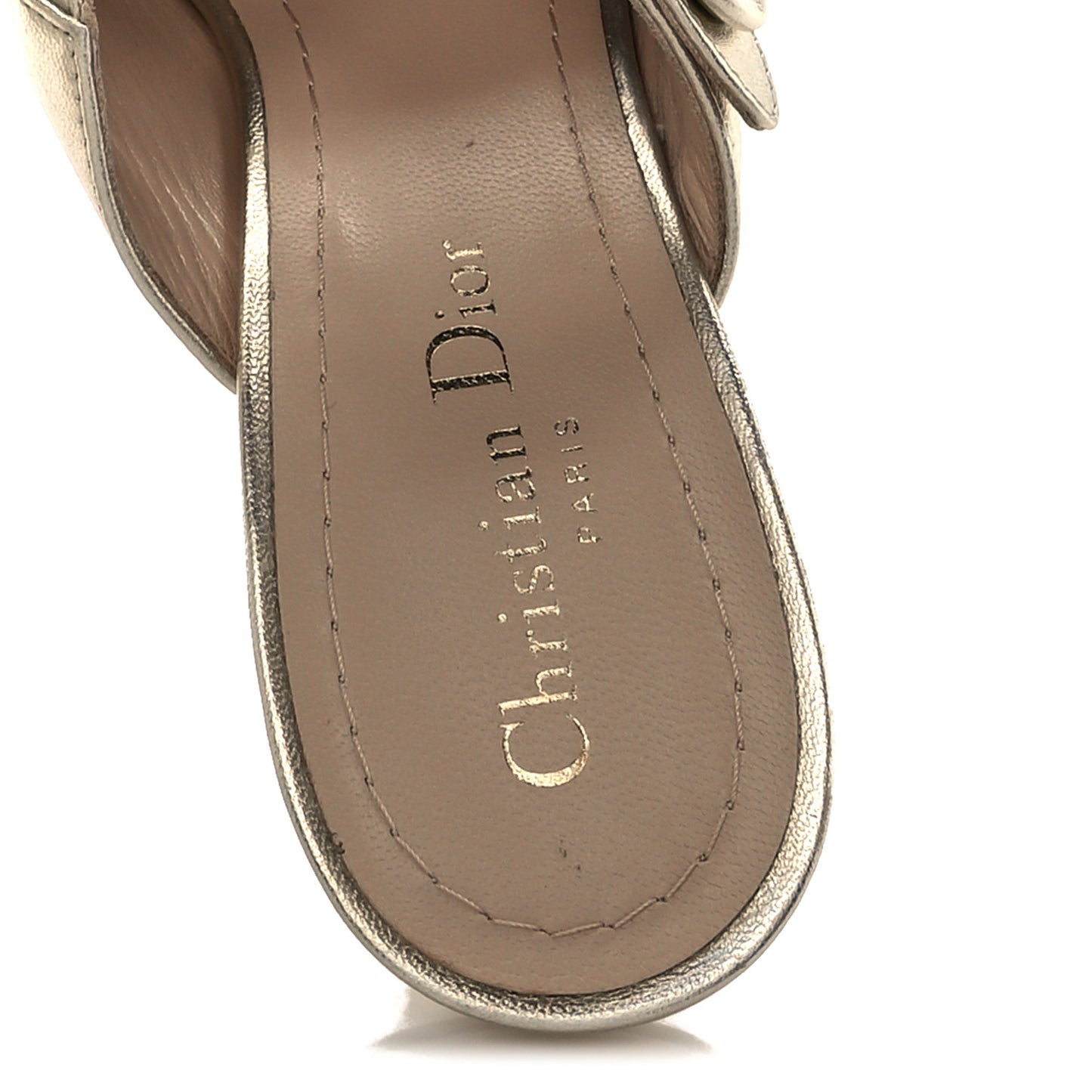 Laminated Lambskin Captured Mules 39.5 Pale Gold