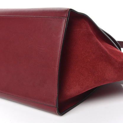 Celine Drummed Calfskin Suede Medium Trapeze Burgundy 9 of 13