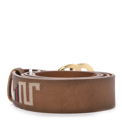Gucci Faded Calfskin L'Aveugle Par Amour Embroidered Double G 40mm Belt 115 46 Cuir 2 of 5
