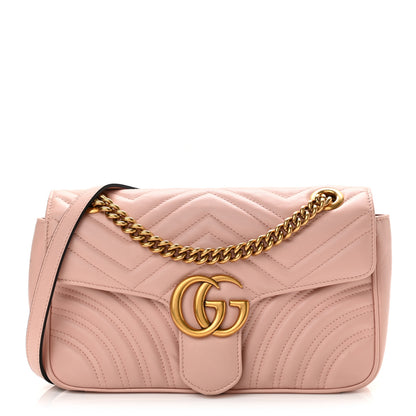 Gucci Calfskin Matelasse Small GG Marmont Shoulder Bag Perfect Pink 1 of 10