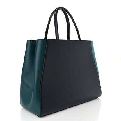Fendi Vitello Elite Colorblock Regular 2Jours Tote Lavagna Lago Oceano 3 of 11