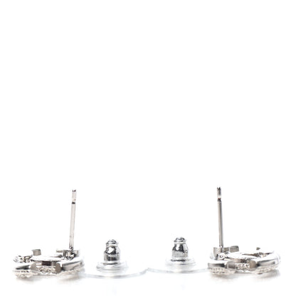 Chanel Crystal CC Coco Flapper Earrings Silver 3 of 4