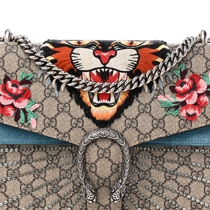 Gucci GG Supreme Monogram Angry Cat Embroidered Medium Dionysus Shoulder Bag Beige Ultramarine 8 of 10