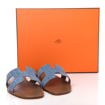 Hermes Denim Canvas Oran Sandals 36.5 Bleu Clair 11 of 11