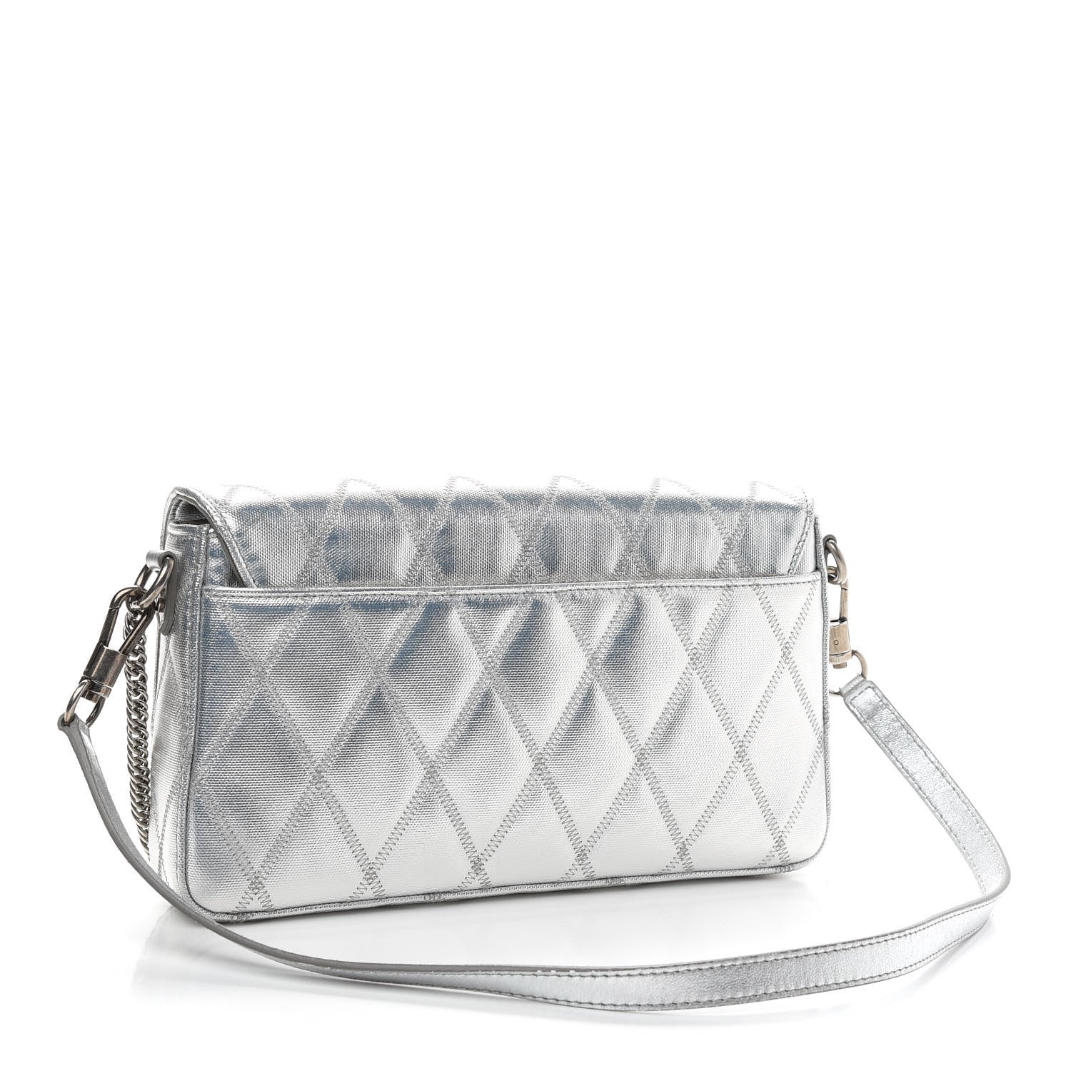 Givenchy Metallized Canvas Charm Shoulder Bag Silver 3 of 8