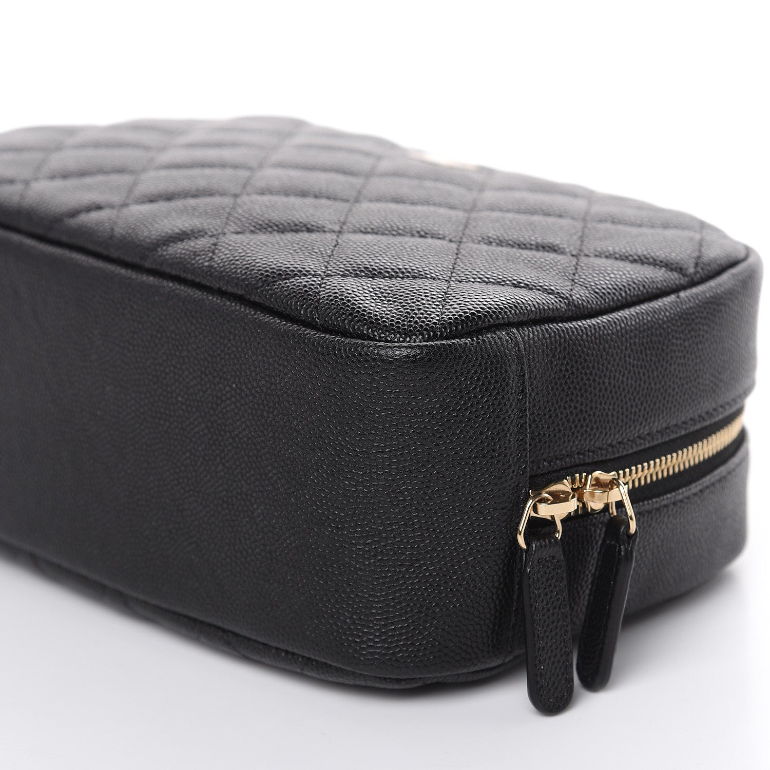 Chanel Caviar Quilted Curvy Pouch Cosmetic Case Black 9 of 10