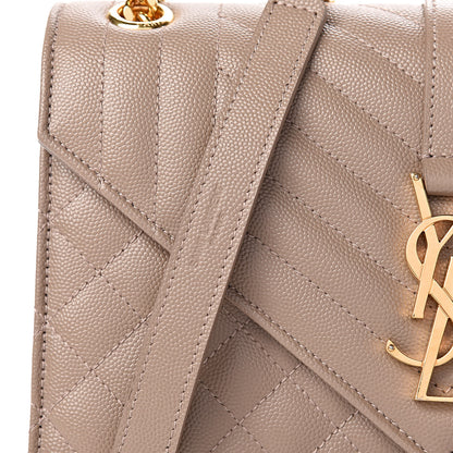 Saint Laurent Grain De Poudre Textured Mixed Matelasse Medium Triquilt Monogram Satchel Taupe 10 of 11