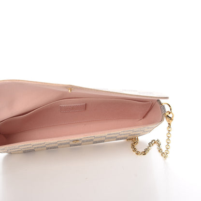 Louis Vuitton Damier Azur Pochette Felicie Chain Wallet Rose Ballerine 6 of 9