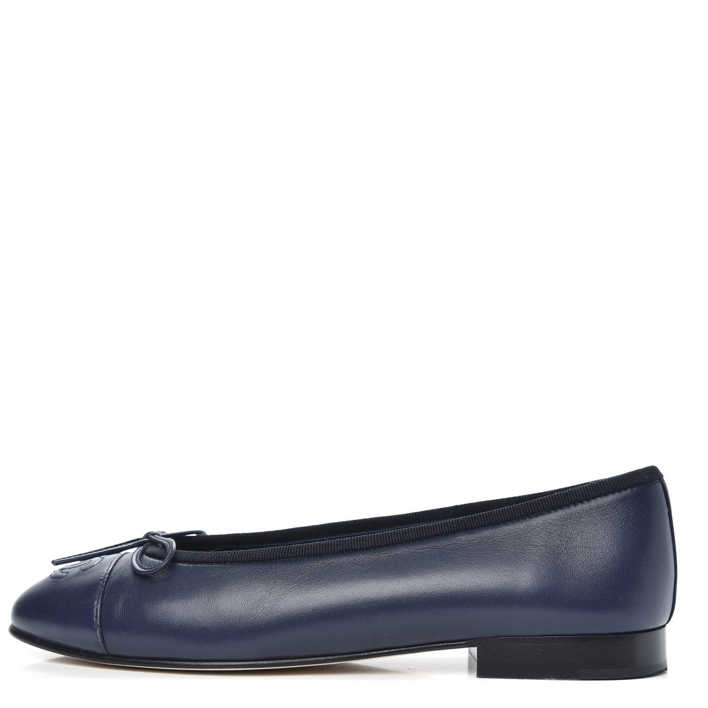 Lambskin CC Cap Toe Ballerina Flats 36 Navy
