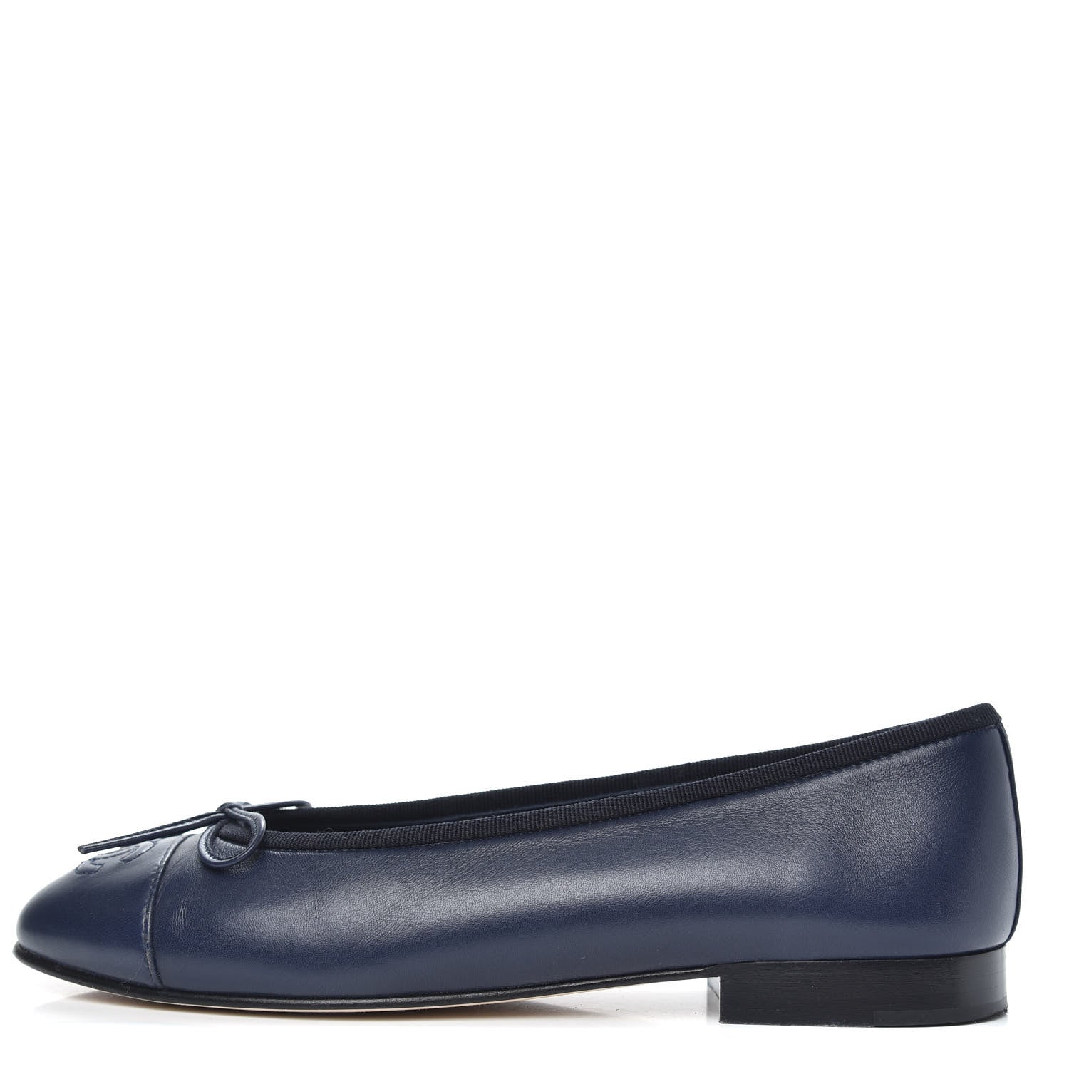 Chanel Lambskin CC Cap Toe Ballerina Flats 36 Navy 1 of 10