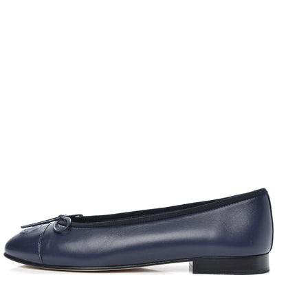 Chanel Lambskin CC Cap Toe Ballerina Flats 36 Navy 1 of 10