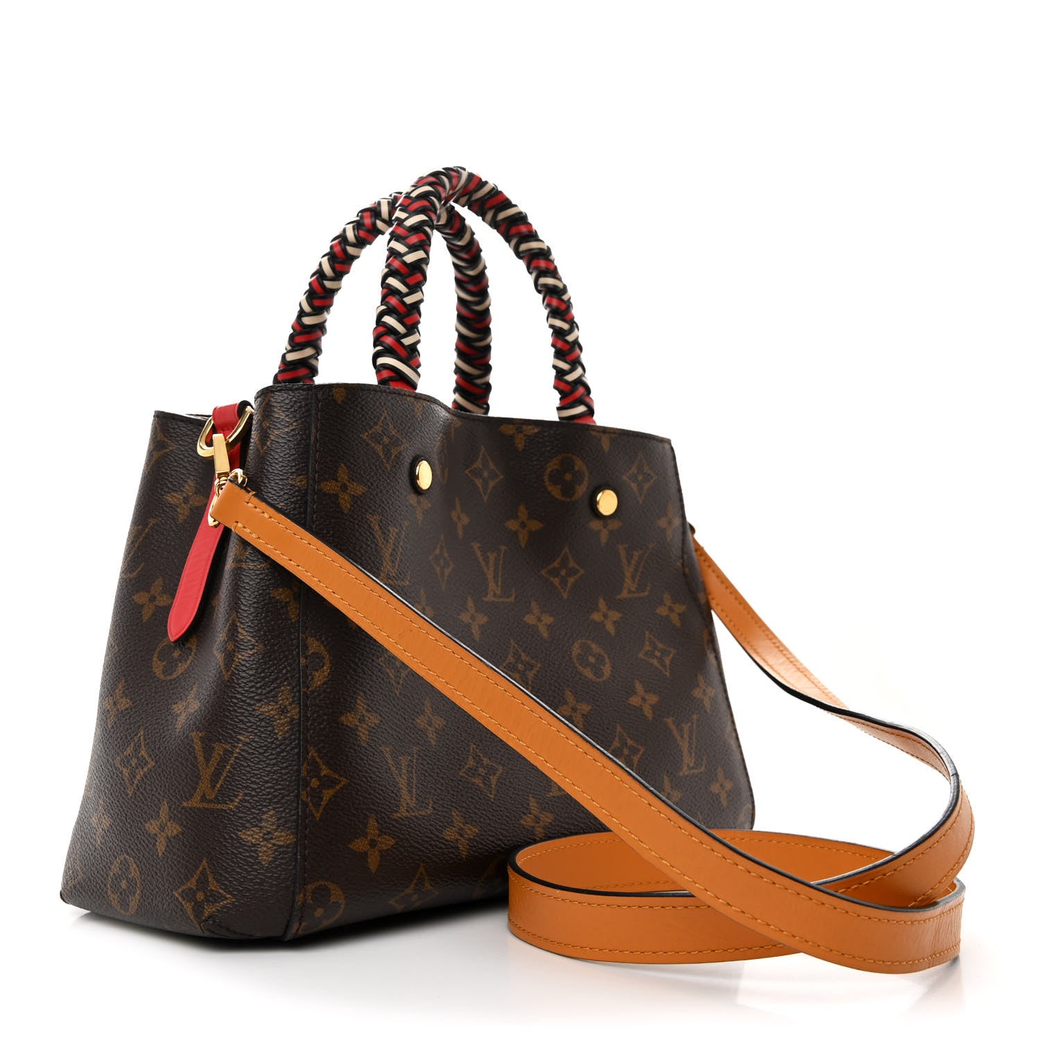 Louis Vuitton Monogram Braided Montaigne BB Coquelicot Creme Safran Peach 3 of 11