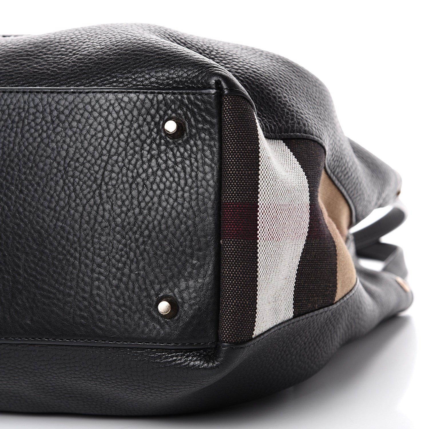 Burberry Grainy Calfskin House Check Medium Maidstone Black 10 of 12