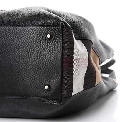 Burberry Grainy Calfskin House Check Medium Maidstone Black 10 of 12