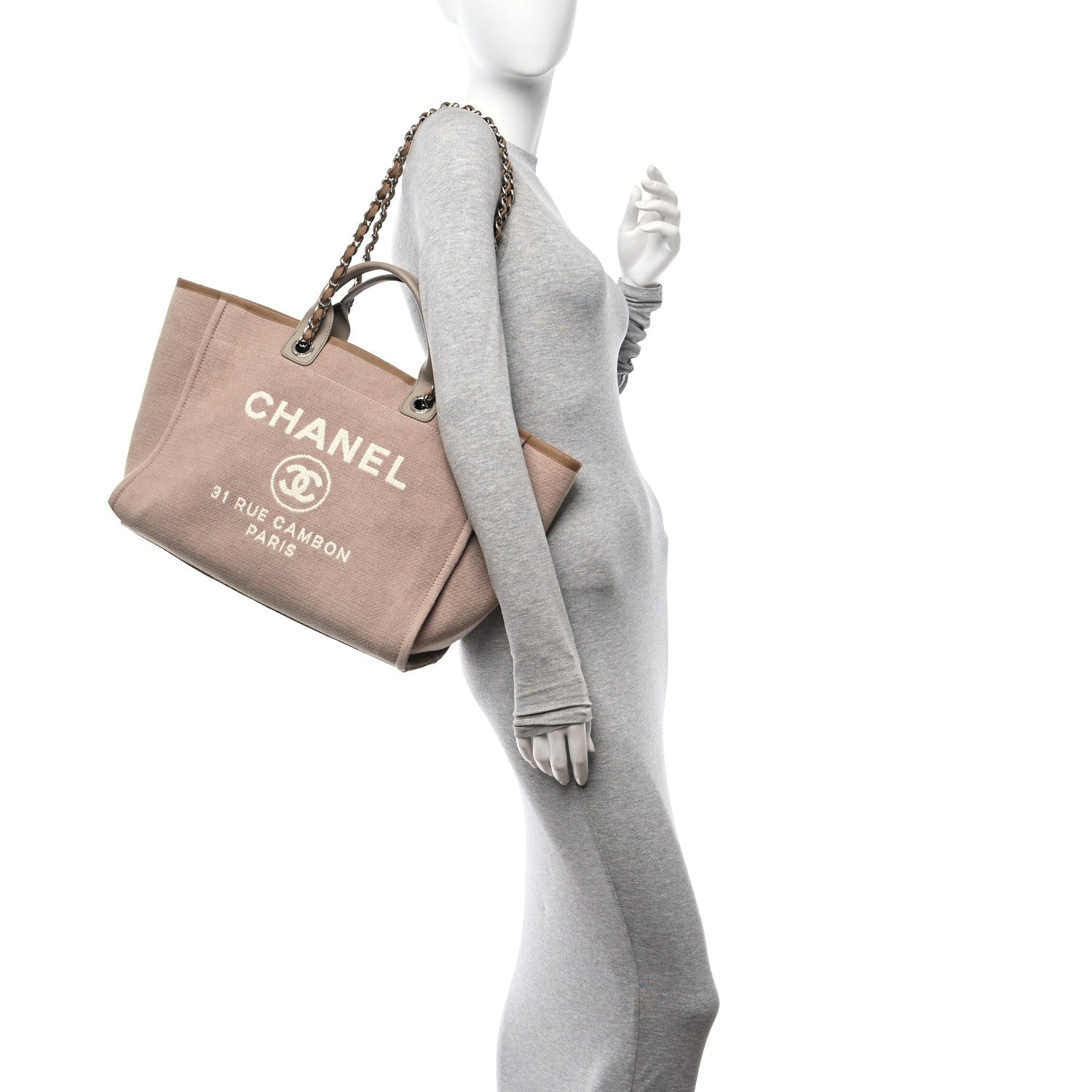 Chanel Mixed Fibers Medium Deauville Tote Beige 2 of 10