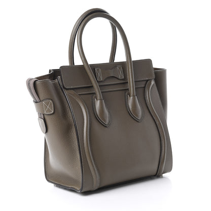 Celine Drummed Calfskin Micro Luggage Souris 3 of 9