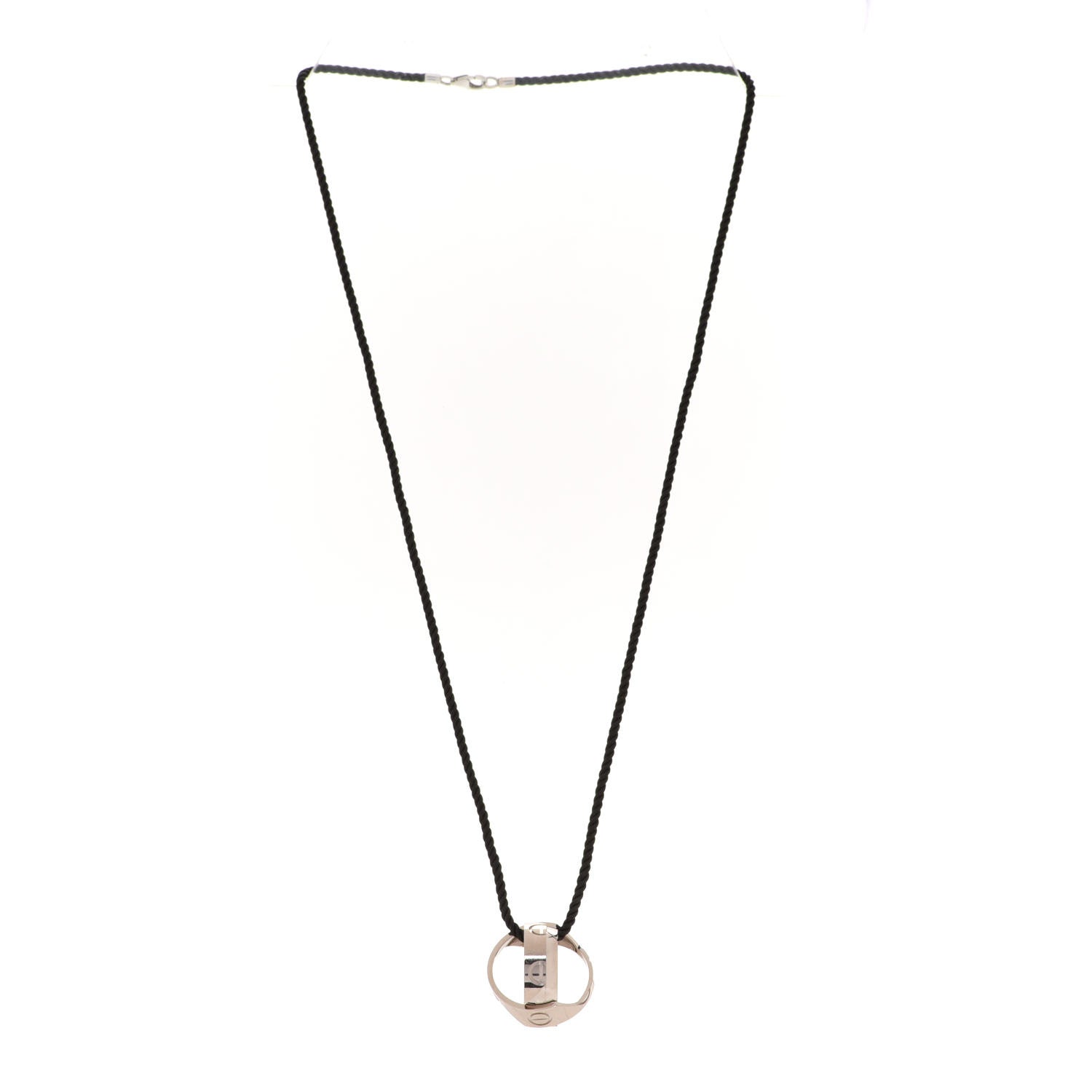 Cartier 18K White Gold Cord 7mm Astro LOVE Pendant Necklace 3 of 7