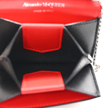 Alexander McQueen Nappa Graffiti Quilted Graffiti Skull Card Holder on Chain Black White 5 of 13