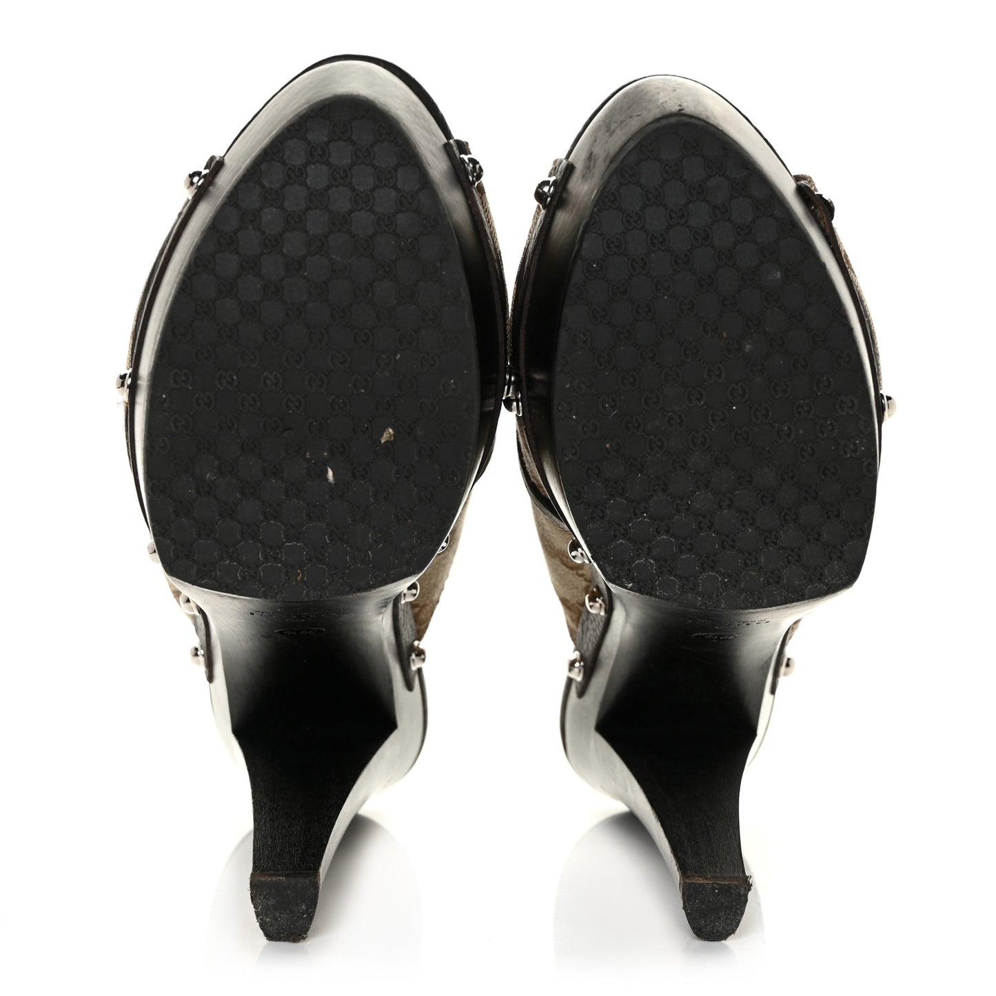Monogram Cellarius Soft Calfskin Icon Bit Platform High Heel Slides 39.5 Beige Ebony Cocoa