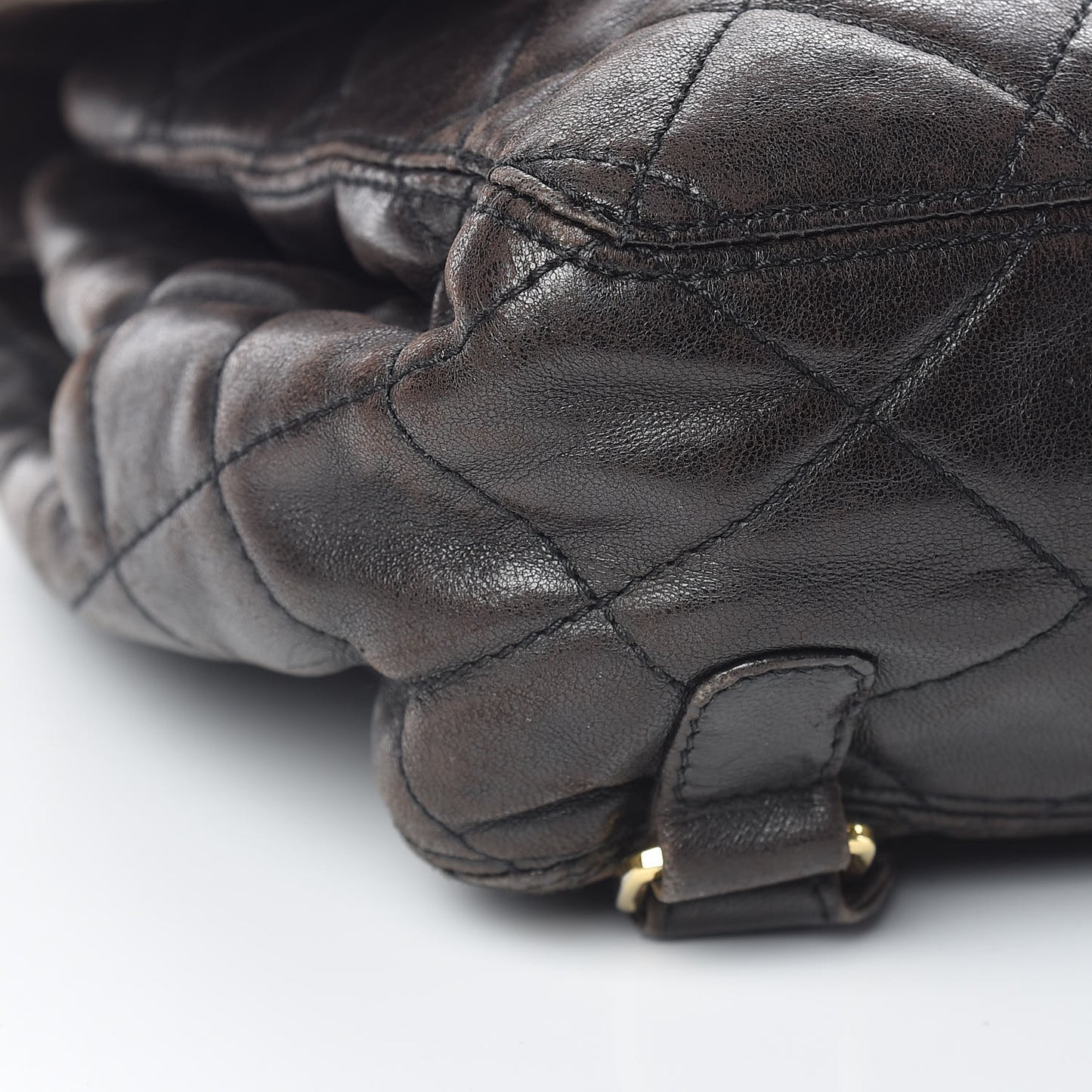 Lambskin Quilted Backpack Brown