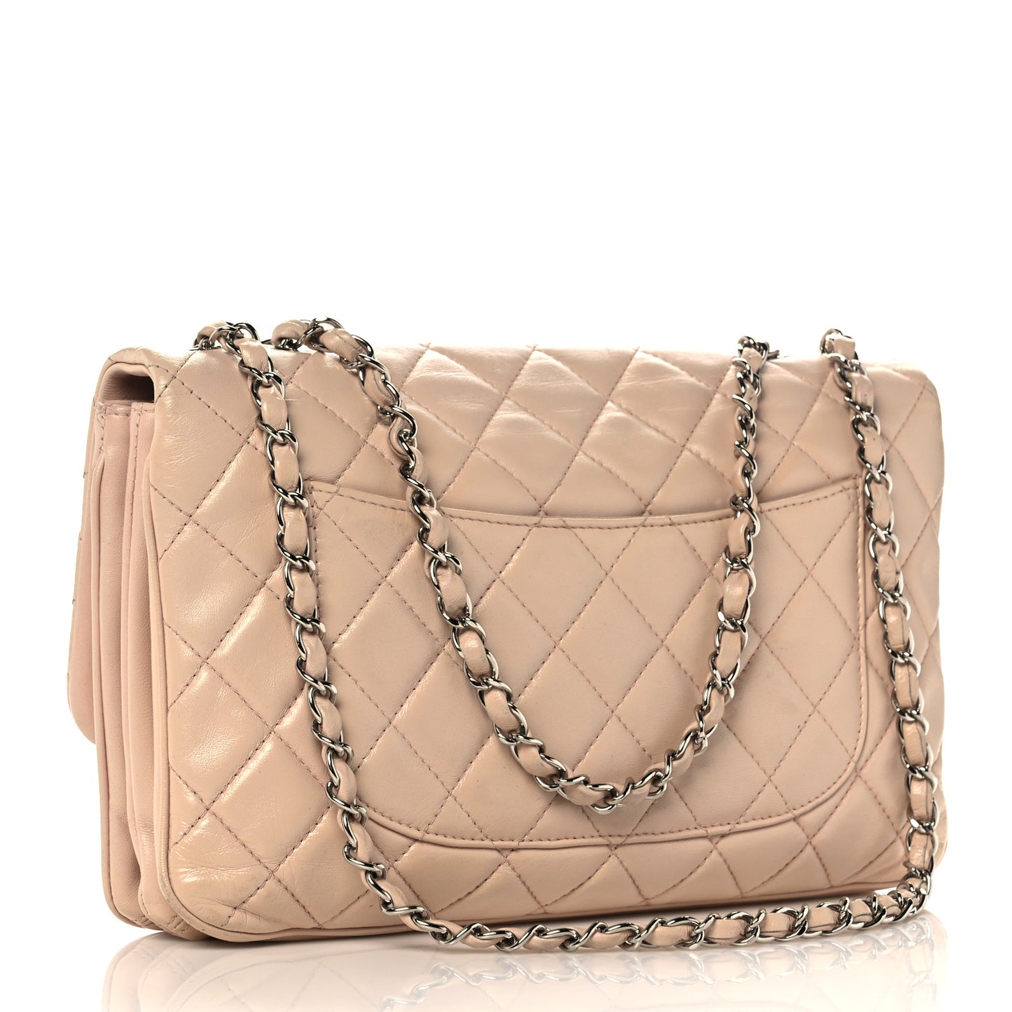 Lambskin Quilted 3 Jumbo Flap Light Pink