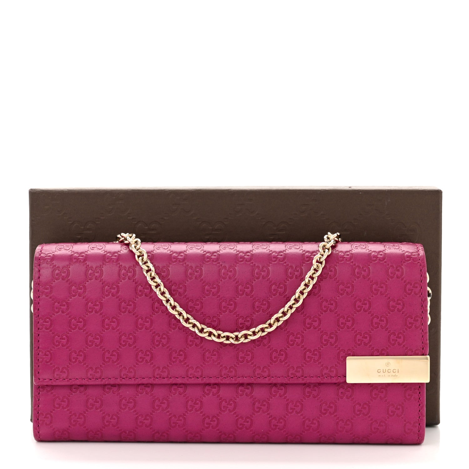 Gucci Soft Microguccissima Dice Chain Wallet Bright Bouganville 8 of 8