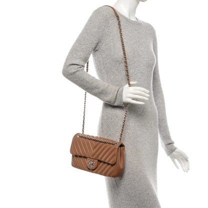Chanel Lambskin Chevron Medium Single Flap Camel 2 of 7