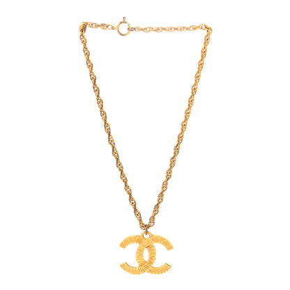 Chanel Metal Textured CC Chain Pendant Necklace Gold 3 of 6