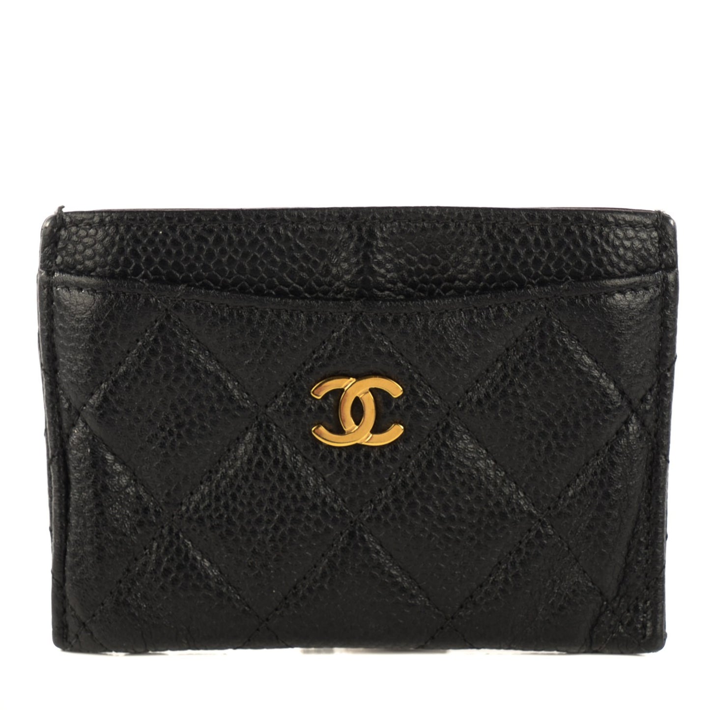 Caviar Quilted Card Holder Black