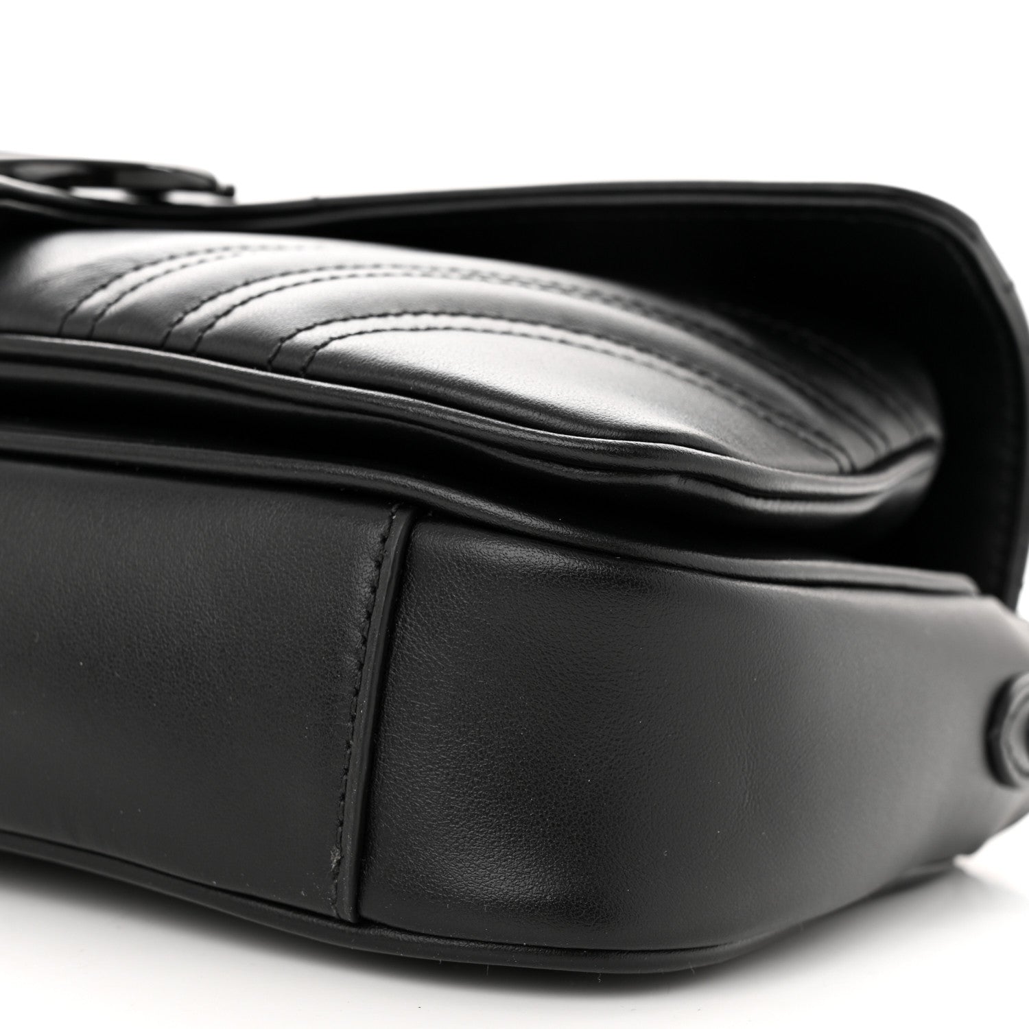 Gucci Calfskin Matelasse Monochrome GG Marmont Crossbody Shoulder Bag Black 10 of 12