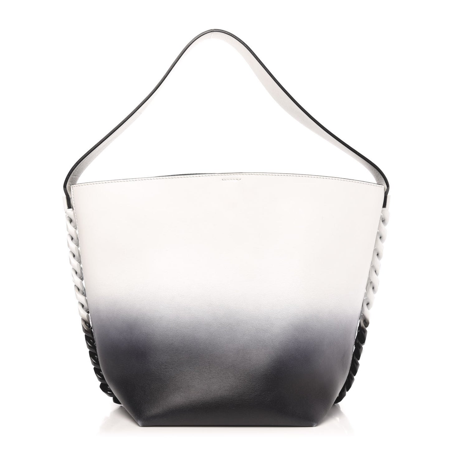 Calfskin Degrade Infinity Bucket Bag Black White