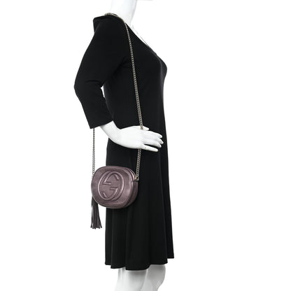 Gucci Metallic Pebbled Calfskin Mini Soho Chain Bag Purple 2 of 11