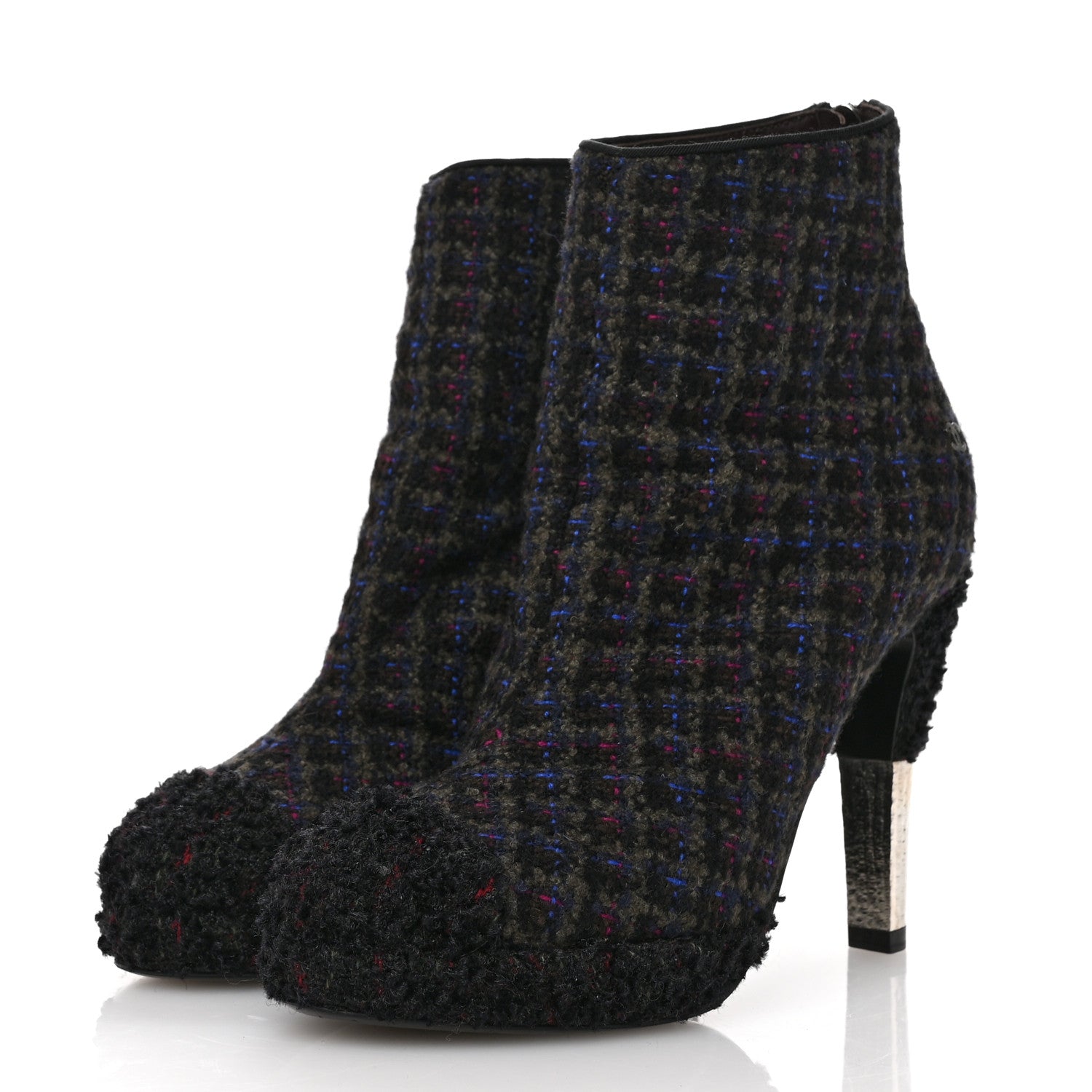 Chanel Tweed Short Ankle Boots 38 Multicolor 4 of 10