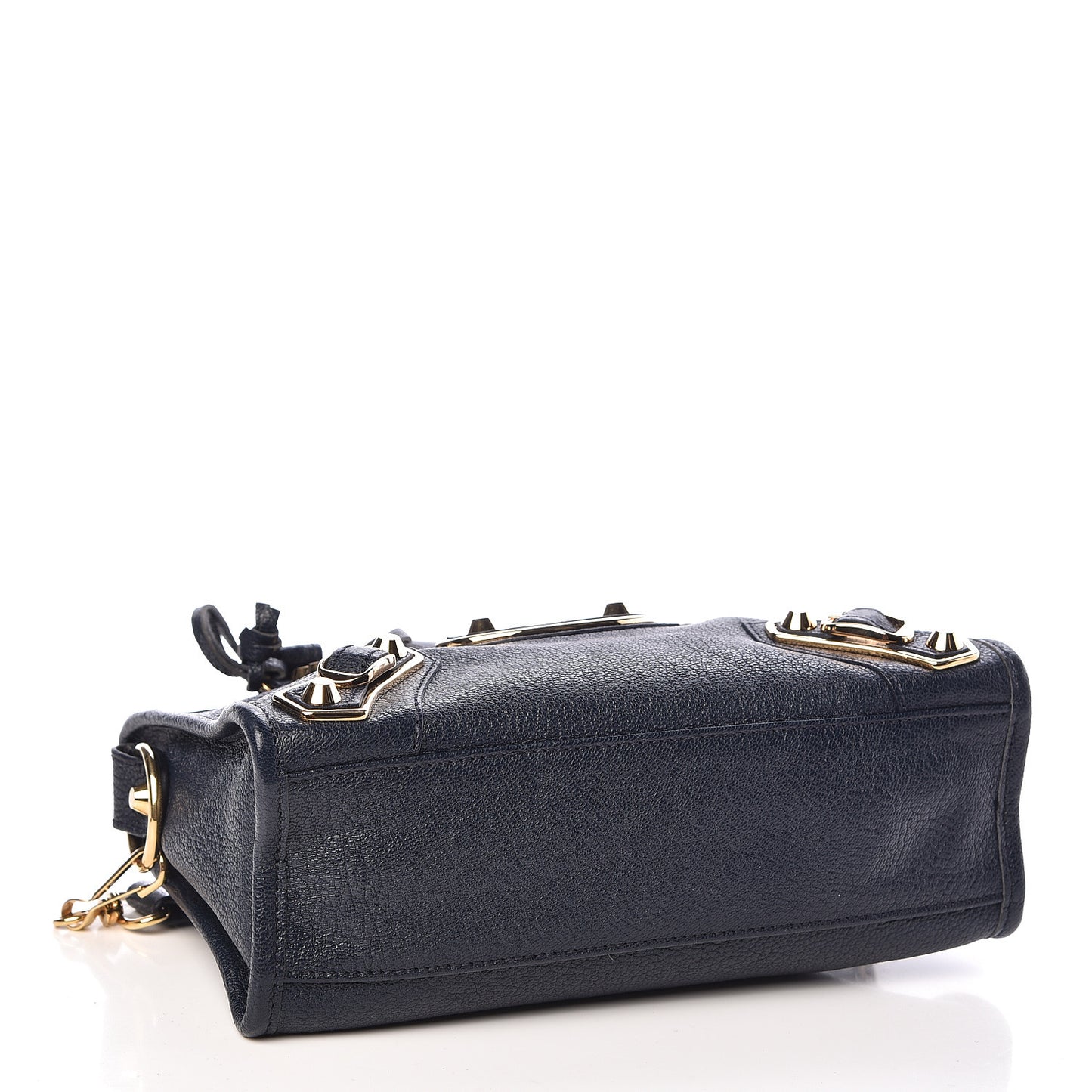 Chevre Gold Metallic Edge Hardware Mini City Bleu Nuit Dark Sea