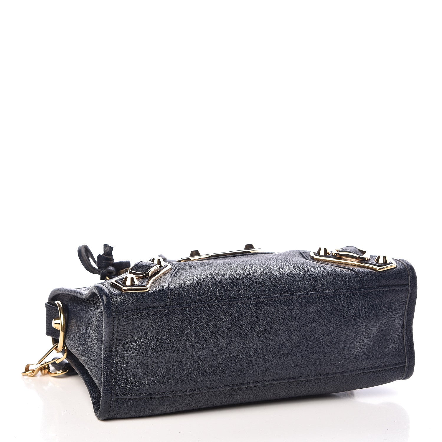 Balenciaga Chevre Gold Metallic Edge Hardware Mini City Bleu Nuit Dark Sea 4 of 10