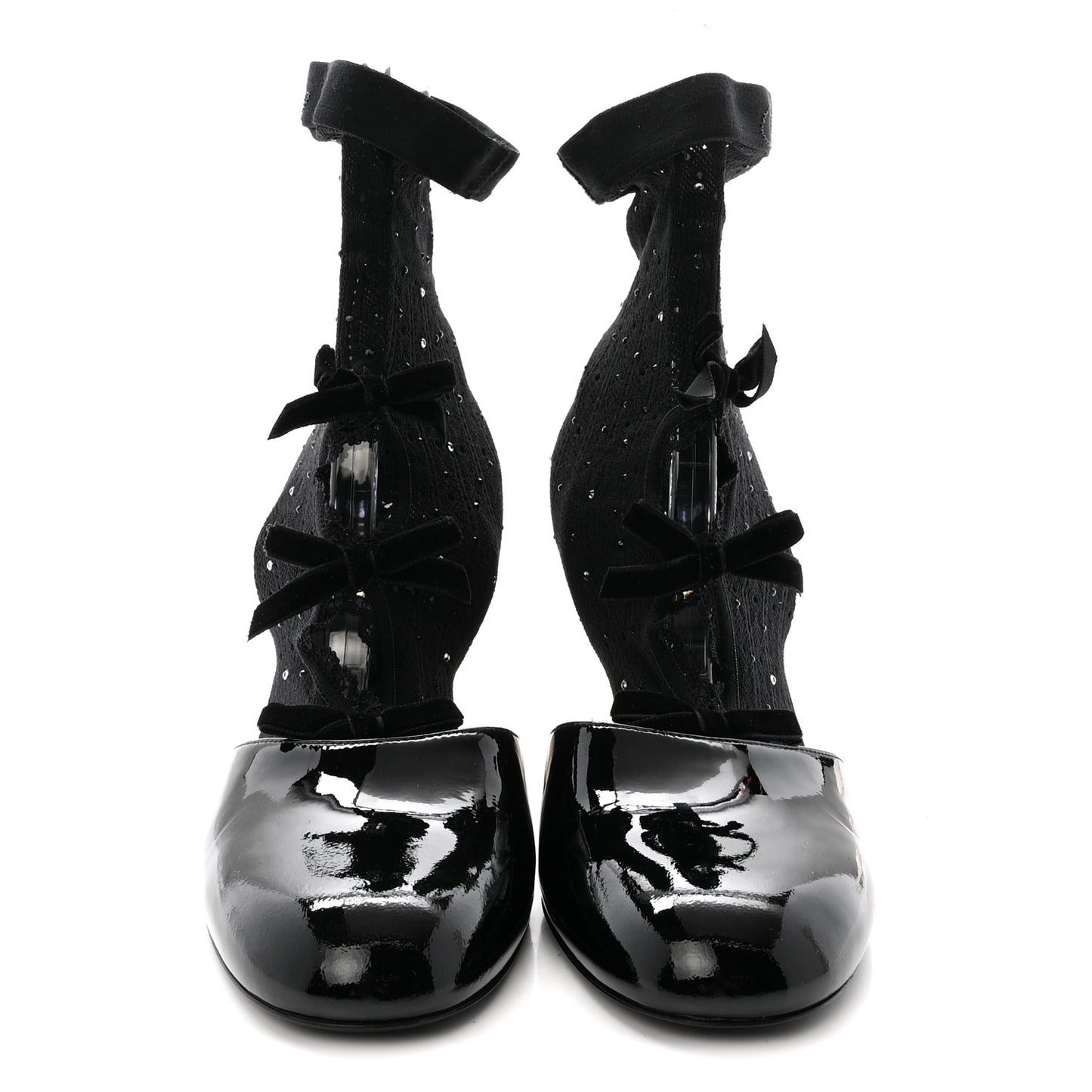 Mixed Fabric Patent Strass Short Boots 40 Black
