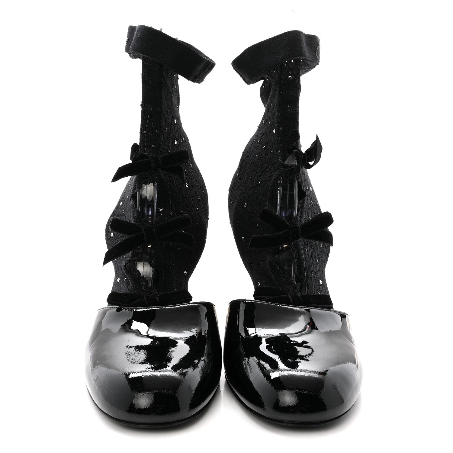 Chanel Mixed Fabric Patent Strass Short Boots 40 Black 3 of 8