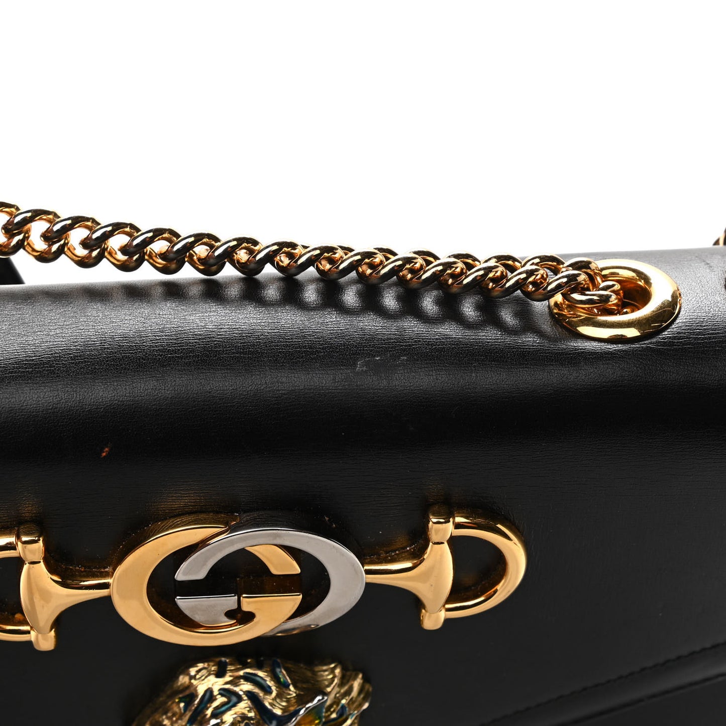 Vitello Palmellato Lux Crystal Medium Rajah Shoulder Bag Black