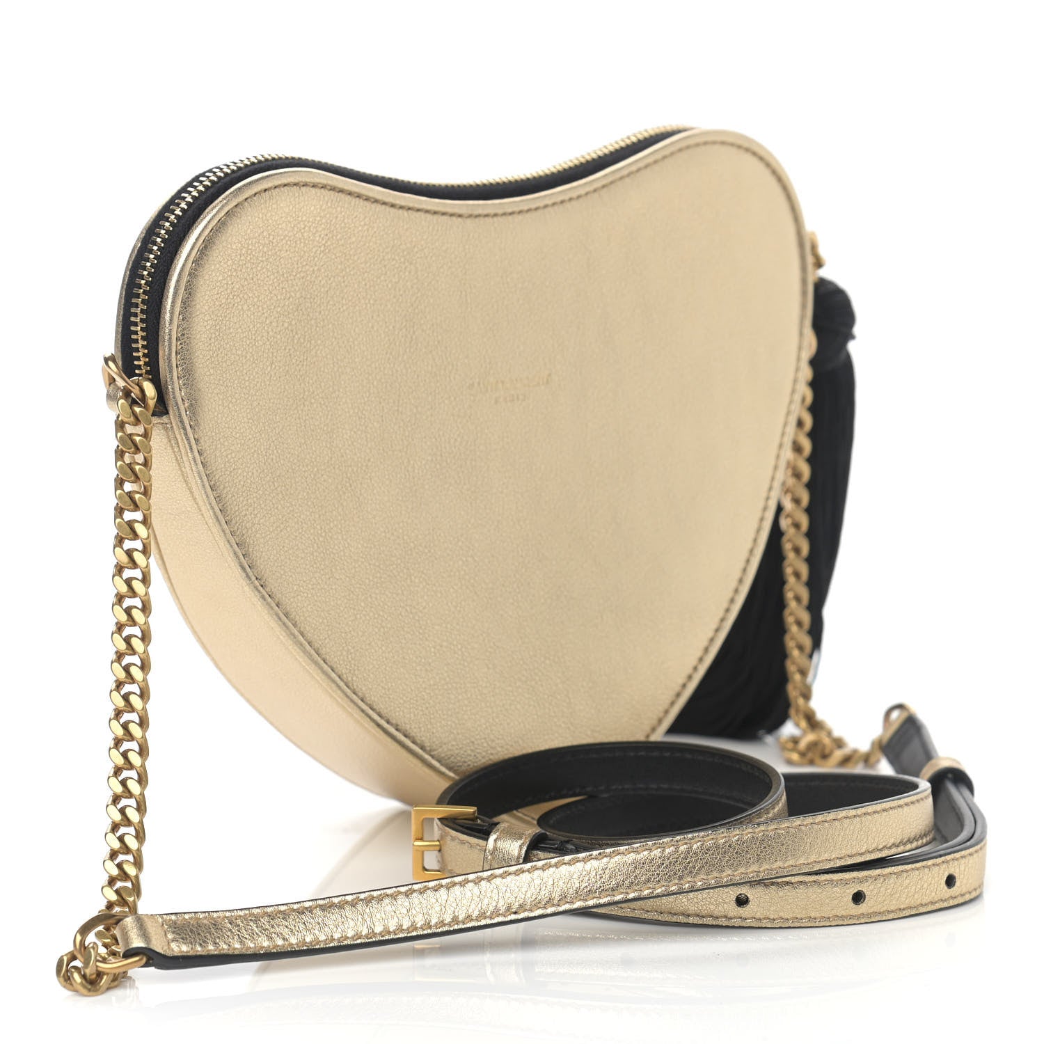 Saint Laurent Metallic Calfskin Heart Monogram Crossbody Gold 3 of 10