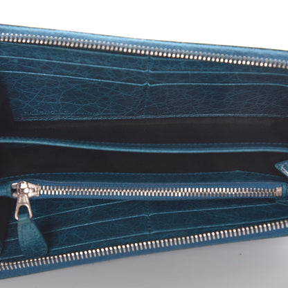Balenciaga Agneau Giant 12 Silver Hardware Continental Zip Around Wallet Lagon 5 of 10
