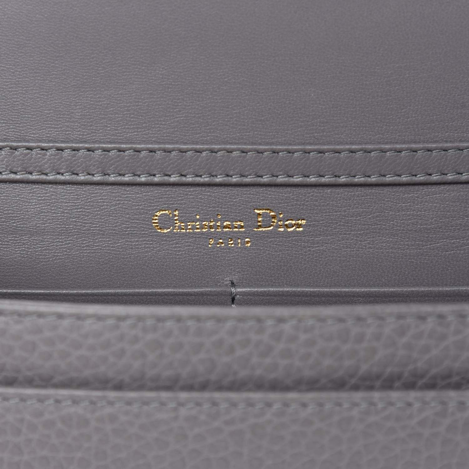 Christian Dior Grained Calfskin Diorama Wallet on Chain Pouch Gris 8 of 11
