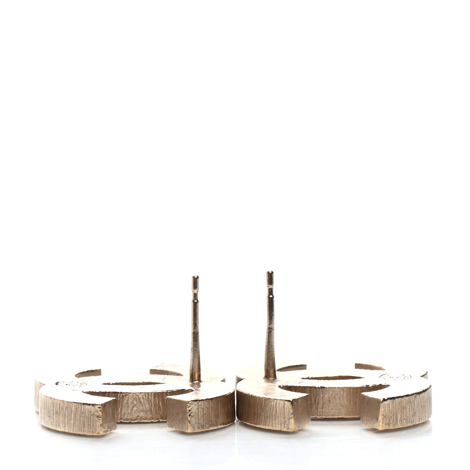 Chanel Metal Quilted CC Earrings Gold White 3 of 4