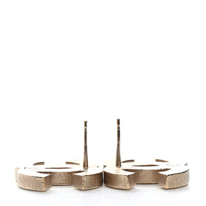 Chanel Metal Quilted CC Earrings Gold White 3 of 4
