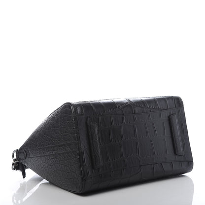 Givenchy Calfskin Crocodile Embossed 3D Stud Medium Antigona Black 4 of 11