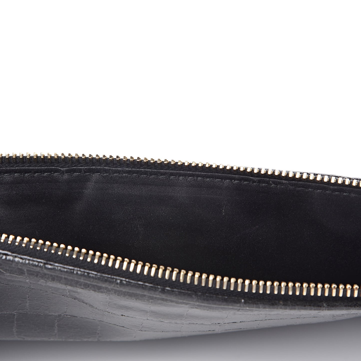 Embossed Crocodile Glazed Calfskin Wristlet Black