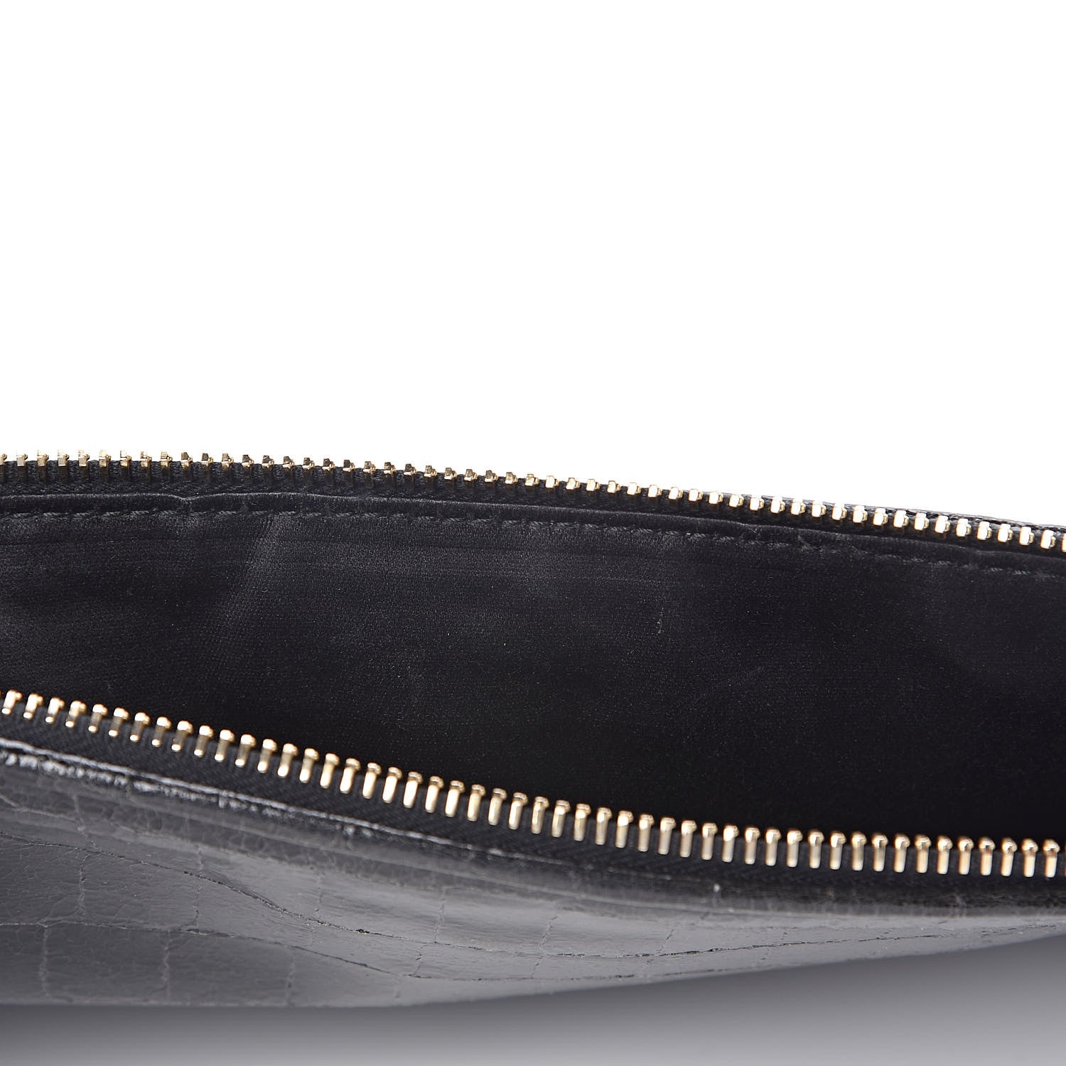 Miu Miu Embossed Crocodile Glazed Calfskin Wristlet Black 7 of 12