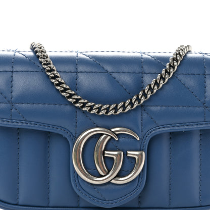 Gucci Calfskin Matelasse Aria Super Mini GG Marmont Shoulder Bag Clear Blue 8 of 11