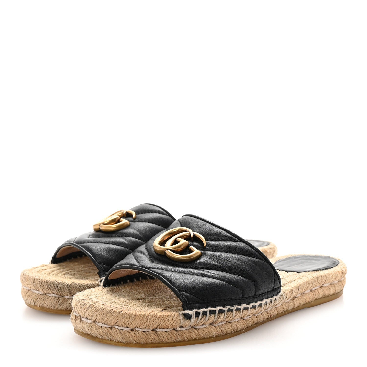 Gucci Nappa Matelasse GG Marmont Espadrille Slide Sandals 38 Black 4 of 10