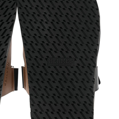 Hermes Calfskin Mens Chypre Sandals 42 Naturel Safari Black 6 of 11